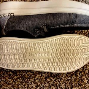 Hey Dude shoes, lightly worn. Gray linen